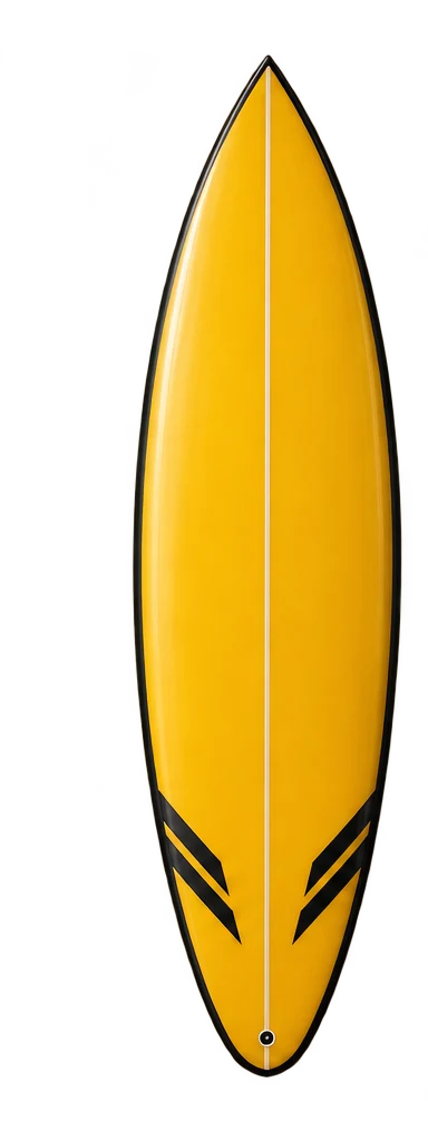 Shape ilustrativo de uma shortboard amarela